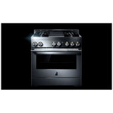 JennAir Rise JGRP536HL Gas Range, 5.1 cu. ft. Capacity, 36 inch Exterior Width, Self Clean, Dual Fan True Convection, 4 Burners, 20,000 BTU Highest Burner, Stainless Steel colour