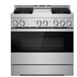 JennAir Noir JGRP536HM Gas Range, 5.1 cu. ft. Capacity, 36 inch Exterior Width, Self Clean, Dual Fan Convection, 4 Burners, 20,000 BTU Highest Burner, Stainless Steel colour