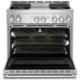 JennAir Noir JGRP536HM Gas Range, 5.1 cu. ft. Capacity, 36 inch Exterior Width, Self Clean, Dual Fan Convection, 4 Burners, 20,000 BTU Highest Burner, Stainless Steel colour