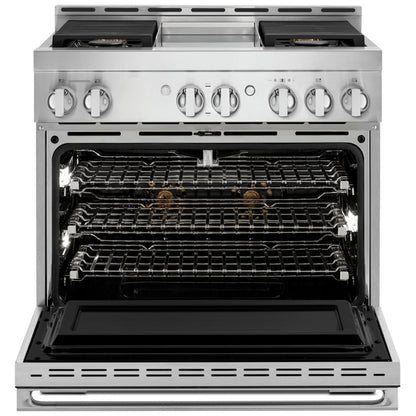 JennAir Noir JGRP536HM Gas Range, 5.1 cu. ft. Capacity, 36 inch Exterior Width, Self Clean, True Convection, 4 Burners, 20,000 BTU