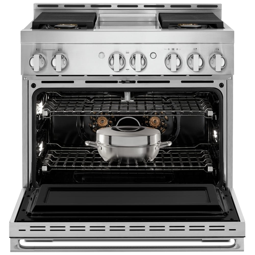 JennAir Noir JGRP536HM Gas Range, 5.1 cu. ft. Capacity, 36 inch Exterior Width, Self Clean, True Convection, 4 Burners, 20,000 BTU