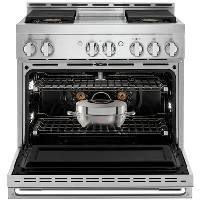 JennAir Noir JGRP536HM Gas Range, 5.1 cu. ft. Capacity, 36 inch Exterior Width, Self Clean, True Convection, 4 Burners, 20,000 BTU