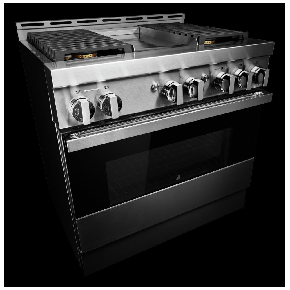 JennAir Noir JGRP536HM Gas Range, 5.1 cu. ft. Capacity, 36 inch Exterior Width, Self Clean, True Convection, 4 Burners, 20,000 BTU