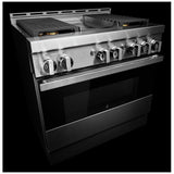 JennAir Noir JGRP536HM Gas Range, 5.1 cu. ft. Capacity, 36 inch Exterior Width, Self Clean, Dual Fan Convection, 4 Burners, 20,000 BTU Highest Burner, Stainless Steel colour