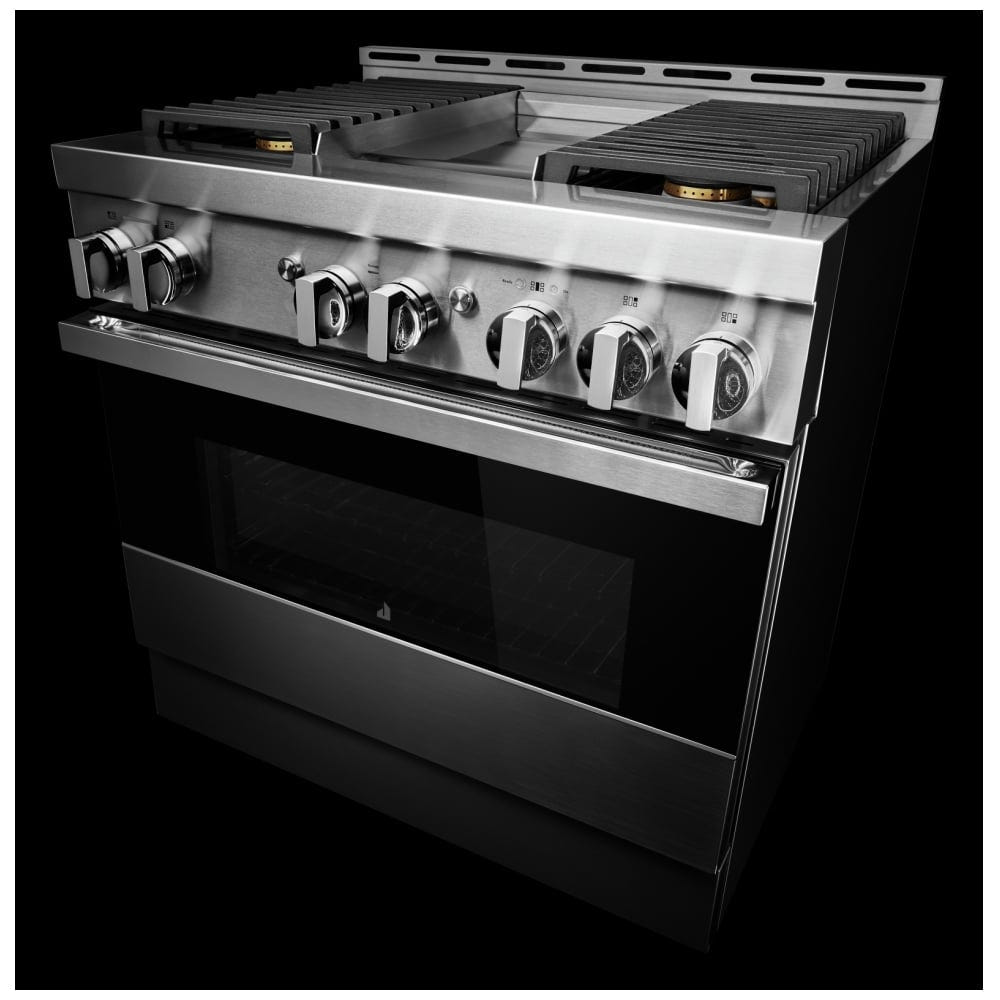 JennAir Noir JGRP536HM Gas Range, 5.1 cu. ft. Capacity, 36 inch Exterior Width, Self Clean, True Convection, 4 Burners, 20,000 BTU