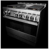 JennAir Noir JGRP536HM Gas Range, 5.1 cu. ft. Capacity, 36 inch Exterior Width, Self Clean, Dual Fan Convection, 4 Burners, 20,000 BTU Highest Burner, Stainless Steel colour