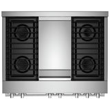 JennAir Noir JGRP536HM Gas Range, 5.1 cu. ft. Capacity, 36 inch Exterior Width, Self Clean, Dual Fan Convection, 4 Burners, 20,000 BTU Highest Burner, Stainless Steel colour