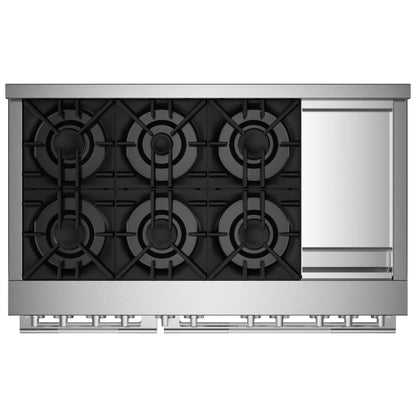 JennAir Rise JGRP548HL Gas Range, 6.3 cu. ft. Capacity, 48 inch Exterior Width, Self Clean, True Convection, 6 Burners, 20,000 BTU