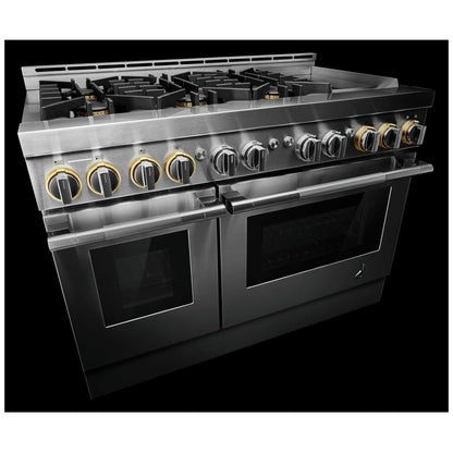 JennAir Rise JGRP548HL Gas Range, 6.3 cu. ft. Capacity, 48 inch Exterior Width, Self Clean, True Convection, 6 Burners, 20,000 BTU