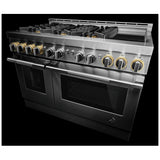 JennAir Rise JGRP548HL Gas Range, 6.3 cu. ft. Capacity, 48 inch Exterior Width, Self Clean, Dual Fan True Convection, 6 Burners, 20,000 BTU Highest Burner, Double Oven, Stainless Steel colour