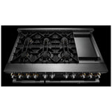 JennAir Rise JGRP548HL Gas Range, 6.3 cu. ft. Capacity, 48 inch Exterior Width, Self Clean, Dual Fan True Convection, 6 Burners, 20,000 BTU Highest Burner, Double Oven, Stainless Steel colour