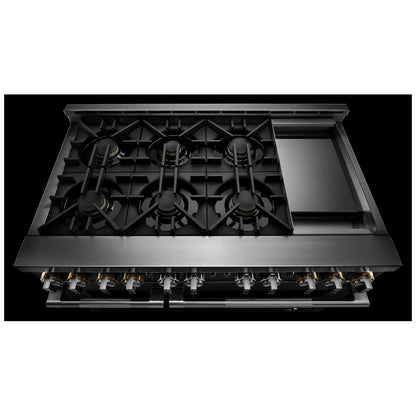 JennAir Rise JGRP548HL Gas Range, 6.3 cu. ft. Capacity, 48 inch Exterior Width, Self Clean, True Convection, 6 Burners, 20,000 BTU