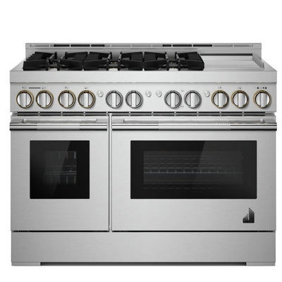JennAir Rise JGRP548HL Gas Range, 6.3 cu. ft. Capacity, 48 inch Exterior Width, Self Clean, True Convection, 6 Burners, 20,000 BTU