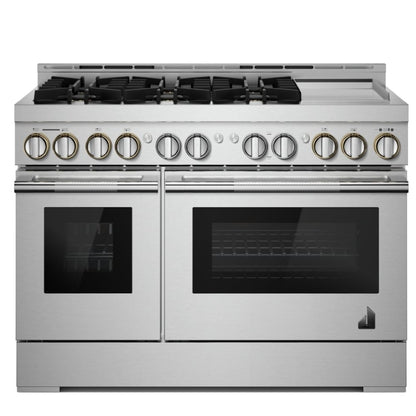 JennAir Rise JGRP548HL Gas Range, 6.3 cu. ft. Capacity, 48 inch Exterior Width, Self Clean, True Convection, 6 Burners, 20,000 BTU