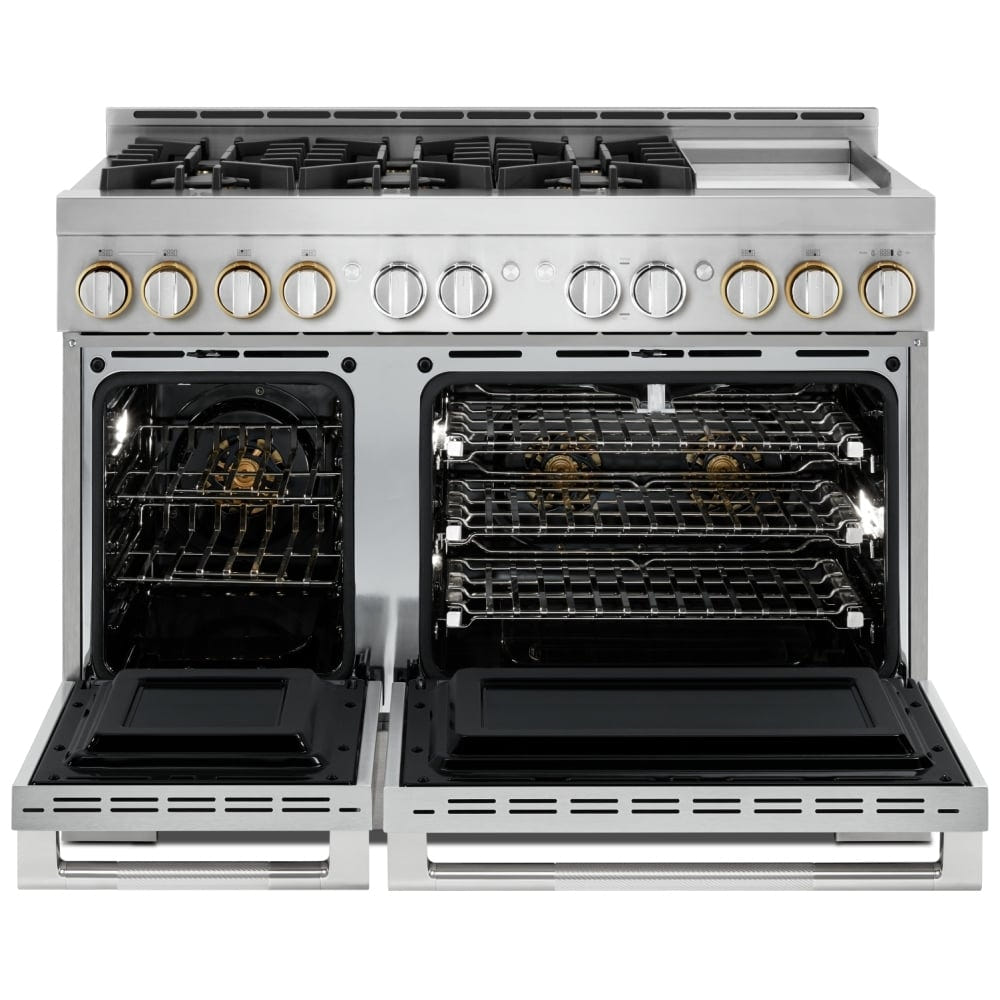 JennAir Rise JGRP548HL Gas Range, 6.3 cu. ft. Capacity, 48 inch Exterior Width, Self Clean, True Convection, 6 Burners, 20,000 BTU