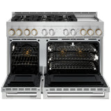 JennAir Rise JGRP548HL Gas Range, 6.3 cu. ft. Capacity, 48 inch Exterior Width, Self Clean, Dual Fan True Convection, 6 Burners, 20,000 BTU Highest Burner, Double Oven, Stainless Steel colour