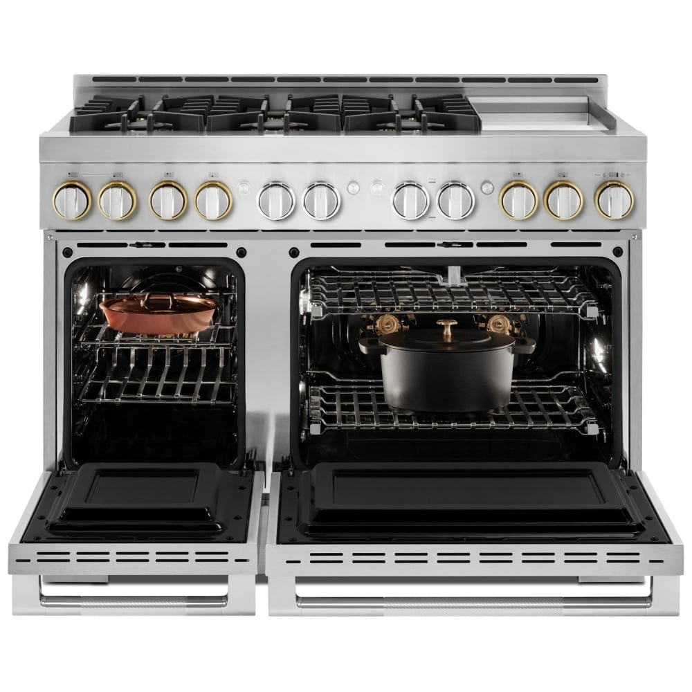 JennAir Rise JGRP548HL Gas Range, 6.3 cu. ft. Capacity, 48 inch Exterior Width, Self Clean, True Convection, 6 Burners, 20,000 BTU