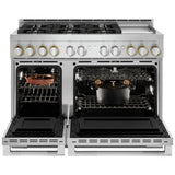 JennAir Rise JGRP548HL Gas Range, 6.3 cu. ft. Capacity, 48 inch Exterior Width, Self Clean, Dual Fan True Convection, 6 Burners, 20,000 BTU Highest Burner, Double Oven, Stainless Steel colour