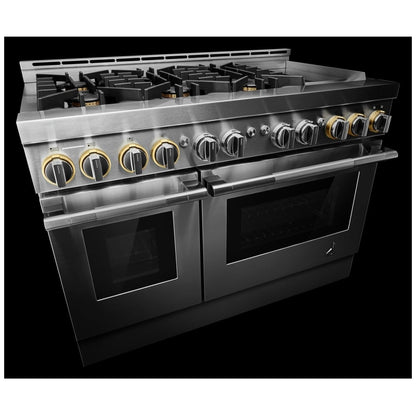 JennAir Rise JGRP548HL Gas Range, 6.3 cu. ft. Capacity, 48 inch Exterior Width, Self Clean, True Convection, 6 Burners, 20,000 BTU