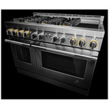 JennAir Rise JGRP548HL Gas Range, 6.3 cu. ft. Capacity, 48 inch Exterior Width, Self Clean, Dual Fan True Convection, 6 Burners, 20,000 BTU Highest Burner, Double Oven, Stainless Steel colour