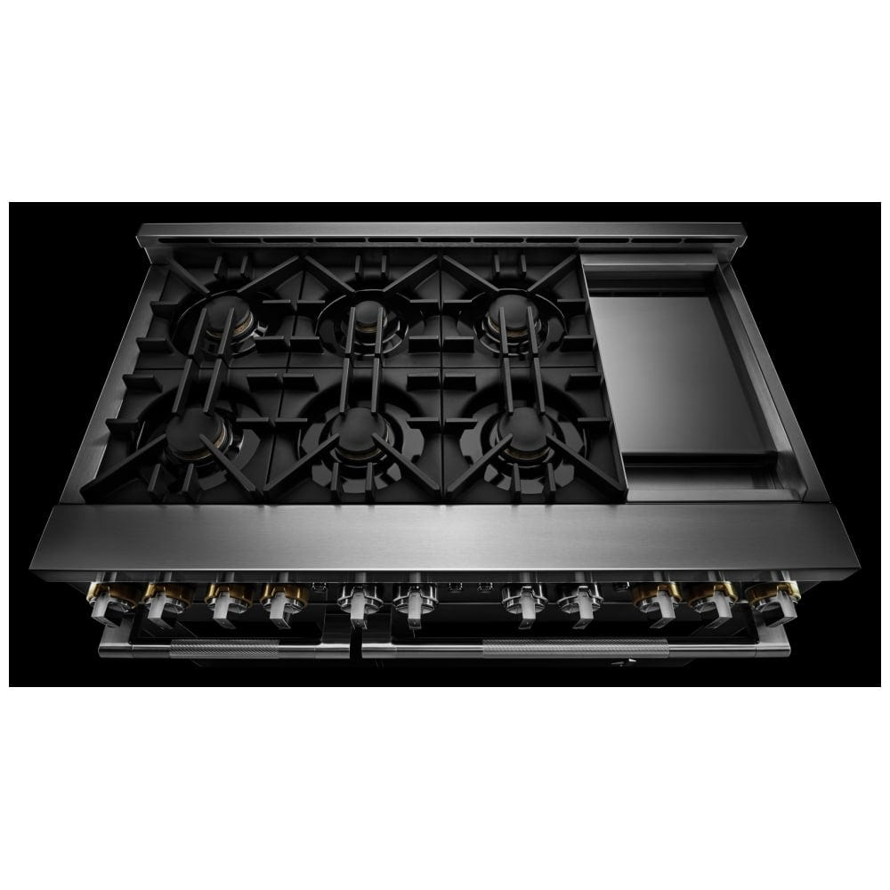 JennAir Rise JGRP548HL Gas Range, 6.3 cu. ft. Capacity, 48 inch Exterior Width, Self Clean, True Convection, 6 Burners, 20,000 BTU