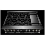 JennAir Rise JGRP548HL Gas Range, 6.3 cu. ft. Capacity, 48 inch Exterior Width, Self Clean, Dual Fan True Convection, 6 Burners, 20,000 BTU Highest Burner, Double Oven, Stainless Steel colour