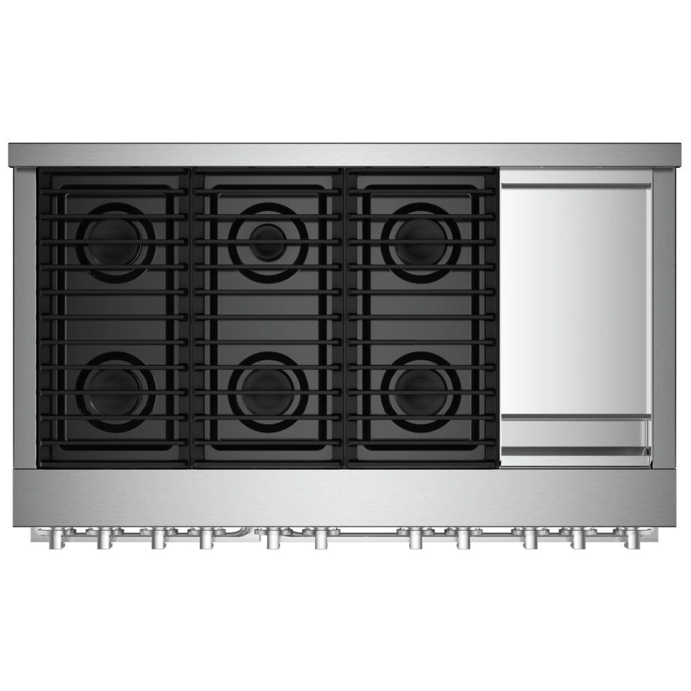 JennAir Noir JGRP548HM Gas Range, 6.3 cu. ft. Capacity, 48 inch Exterior Width, Self Clean, True Convection, 6 Burners, 20,000 BTU