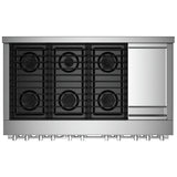 JennAir Noir JGRP548HM Gas Range, 6.3 cu. ft. Capacity, 48 inch Exterior Width, Self Clean, Dual Fan Convection, 6 Burners, 20,000 BTU Highest Burner, Double Oven, Stainless Steel colour