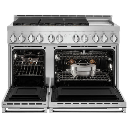 JennAir Noir JGRP548HM Gas Range, 6.3 cu. ft. Capacity, 48 inch Exterior Width, Self Clean, True Convection, 6 Burners, 20,000 BTU