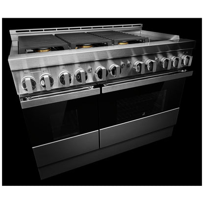 JennAir Noir JGRP548HM Gas Range, 6.3 cu. ft. Capacity, 48 inch Exterior Width, Self Clean, True Convection, 6 Burners, 20,000 BTU
