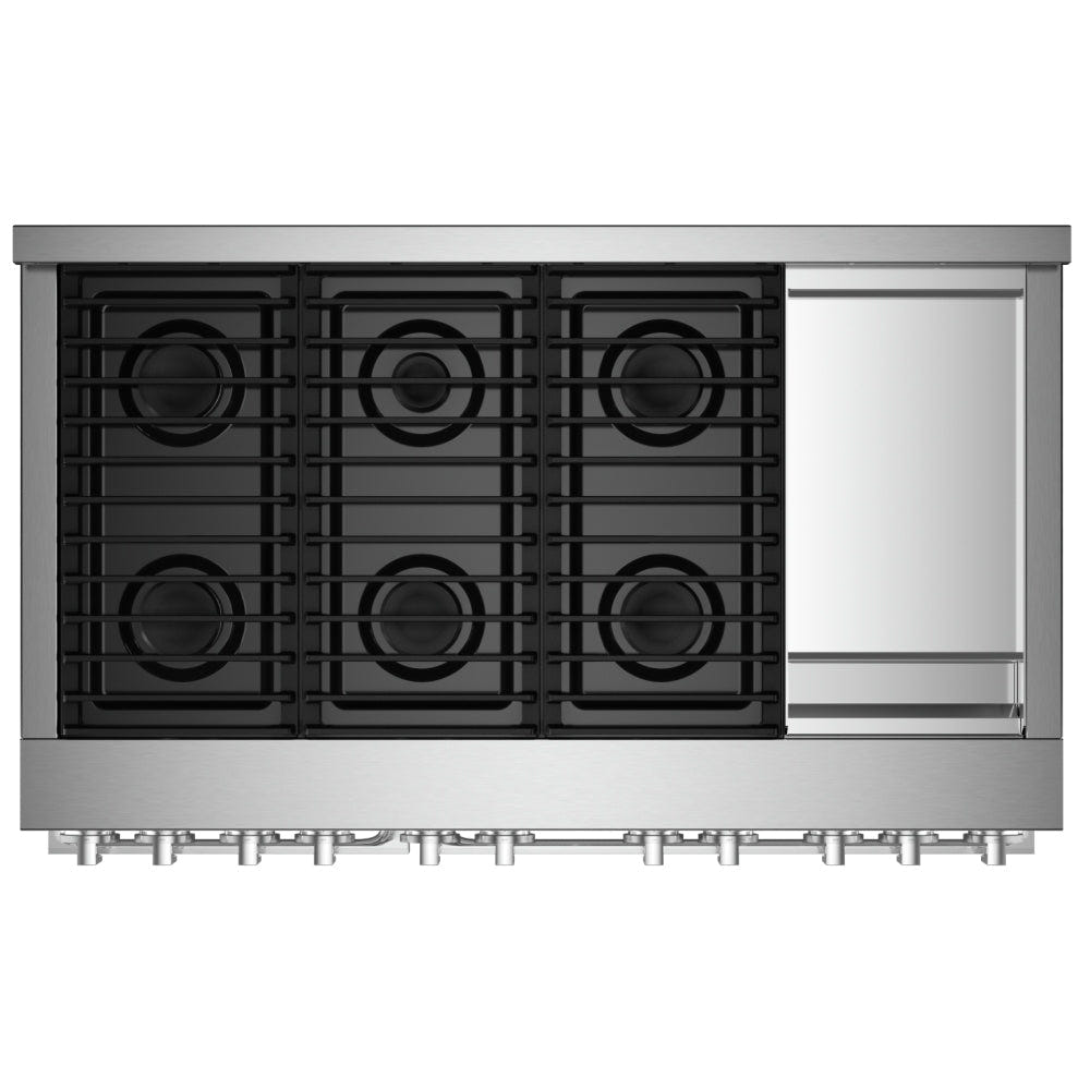 JennAir Noir JGRP548HM Gas Range, 6.3 cu. ft. Capacity, 48 inch Exterior Width, Self Clean, True Convection, 6 Burners, 20,000 BTU