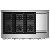 JennAir Noir JGRP548HM Gas Range, 6.3 cu. ft. Capacity, 48 inch Exterior Width, Self Clean, Dual Fan Convection, 6 Burners, 20,000 BTU Highest Burner, Double Oven, Stainless Steel colour