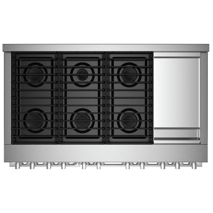 JennAir Noir JGRP548HM Gas Range, 6.3 cu. ft. Capacity, 48 inch Exterior Width, Self Clean, True Convection, 6 Burners, 20,000 BTU