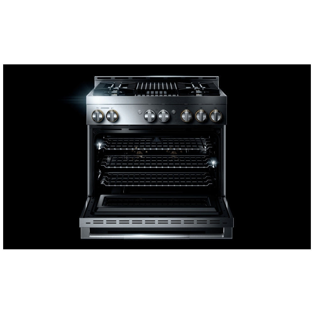 JennAir Rise JGRP636HL Gas Range, 5.1 cu. ft. Capacity, 36 inch Exterior Width, Self Clean, True Convection, 5 Burners, 20,000 BTU
