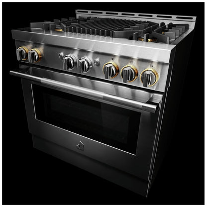 JennAir Rise JGRP636HL Gas Range, 5.1 cu. ft. Capacity, 36 inch Exterior Width, Self Clean, True Convection, 5 Burners, 20,000 BTU