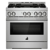 JennAir Rise JGRP636HL Gas Range, 5.1 cu. ft. Capacity, 36 inch Exterior Width, Self Clean, True Convection, 5 Burners, 20,000 BTU Highest Burner, Stainless Steel colour