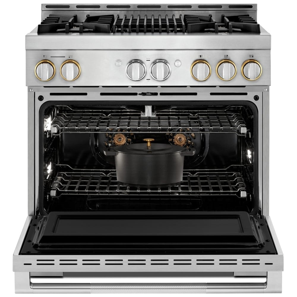 JennAir Rise JGRP636HL Gas Range, 5.1 cu. ft. Capacity, 36 inch Exterior Width, Self Clean, True Convection, 5 Burners, 20,000 BTU