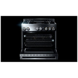 JennAir Rise JGRP636HL Gas Range, 5.1 cu. ft. Capacity, 36 inch Exterior Width, Self Clean, True Convection, 5 Burners, 20,000 BTU Highest Burner, Stainless Steel colour