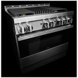 JennAir Noir JGRP636HM Gas Range, 5.1 cu. ft. Capacity, 36 inch Exterior Width, Self Clean, Dual Fan Convection, 4 Burners, 20,000 BTU Highest Burner, Stainless Steel colour