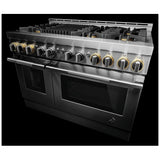 JennAir Rise JGRP648HL Gas Range, 6.3 cu. ft. Capacity, 48 inch Exterior Width, Self Clean, Dual Fan Convection, 6 Burners, 20,000 BTU Highest Burner, Double Oven, Stainless Steel colour