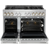 JennAir Rise JGRP648HL Gas Range, 6.3 cu. ft. Capacity, 48 inch Exterior Width, Self Clean, Dual Fan Convection, 6 Burners, 20,000 BTU Highest Burner, Double Oven, Stainless Steel colour
