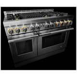 JennAir Rise JGRP648HL Gas Range, 6.3 cu. ft. Capacity, 48 inch Exterior Width, Self Clean, Dual Fan Convection, 6 Burners, 20,000 BTU Highest Burner, Double Oven, Stainless Steel colour