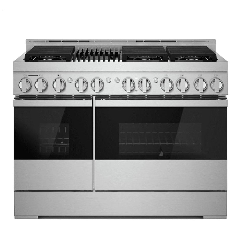 JennAir Noir JGRP648HM Gas Range, 6.3 cu. ft. Capacity, 48 inch Exterior Width, Self Clean, True Convection, 6 Burners, 20,000 BTU Highest Burner, Double Oven, Stainless Steel colour