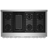 JennAir Noir JGRP648HM Gas Range, 6.3 cu. ft. Capacity, 48 inch Exterior Width, Self Clean, True Convection, 6 Burners, 20,000 BTU Highest Burner, Double Oven, Stainless Steel colour