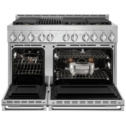 JennAir Rise JGRP748HL Gas Range, 6.3 cu. ft. Capacity, 48 inch Exterior Width, Self Clean, True Convection, 4 Burners, 20,000 BTU