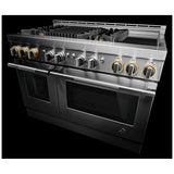JennAir Rise JGRP748HL Gas Range, 6.3 cu. ft. Capacity, 48 inch Exterior Width, Self Clean, Dual Fan True Convection, 20,000 BTU Highest Burner, Double Oven, Stainless Steel colour