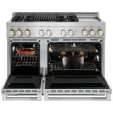 JennAir Rise JGRP748HL Gas Range, 6.3 cu. ft. Capacity, 48 inch Exterior Width, Self Clean, Dual Fan True Convection, 20,000 BTU Highest Burner, Double Oven, Stainless Steel colour