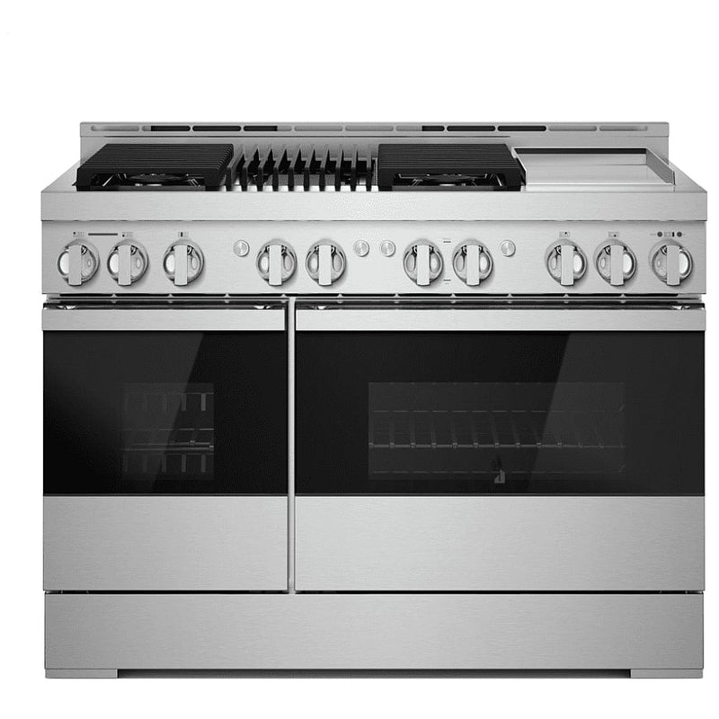 JennAir Noir JGRP748HM Gas Range, 6.3 cu. ft. Capacity, 48 inch Exterior Width, Self Clean, Dual Fan True Convection, 4 Burners, 20,000 BTU Highest Burner, Double Oven, Stainless Steel colour