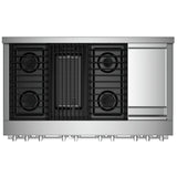 JennAir Noir JGRP748HM Gas Range, 6.3 cu. ft. Capacity, 48 inch Exterior Width, Self Clean, Dual Fan True Convection, 4 Burners, 20,000 BTU Highest Burner, Double Oven, Stainless Steel colour