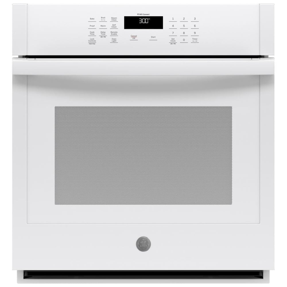 GE JKS3000DNWW Single Wall Oven, 27 inch Exterior Width, Self Clean, 4.3 cu. ft. Capacity, Wifi Enabled, White colour
